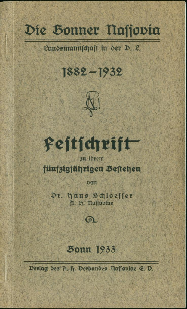 Die Bonner Nassovia 1882-1932 - Festschrift