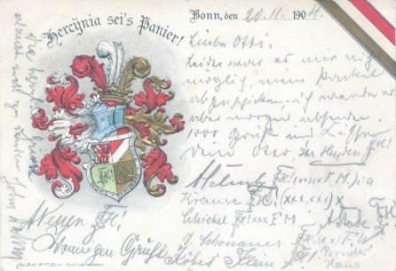 1904 Couleurkarte Hercynia Bonn