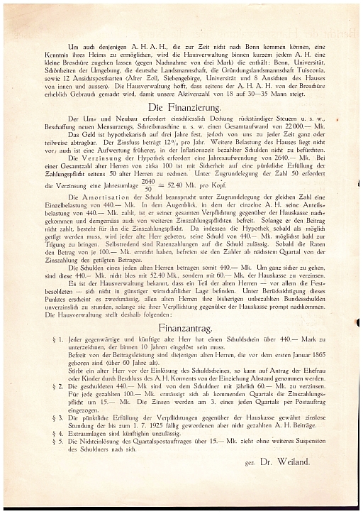 März 1925: Aufruf Dr. Weiland