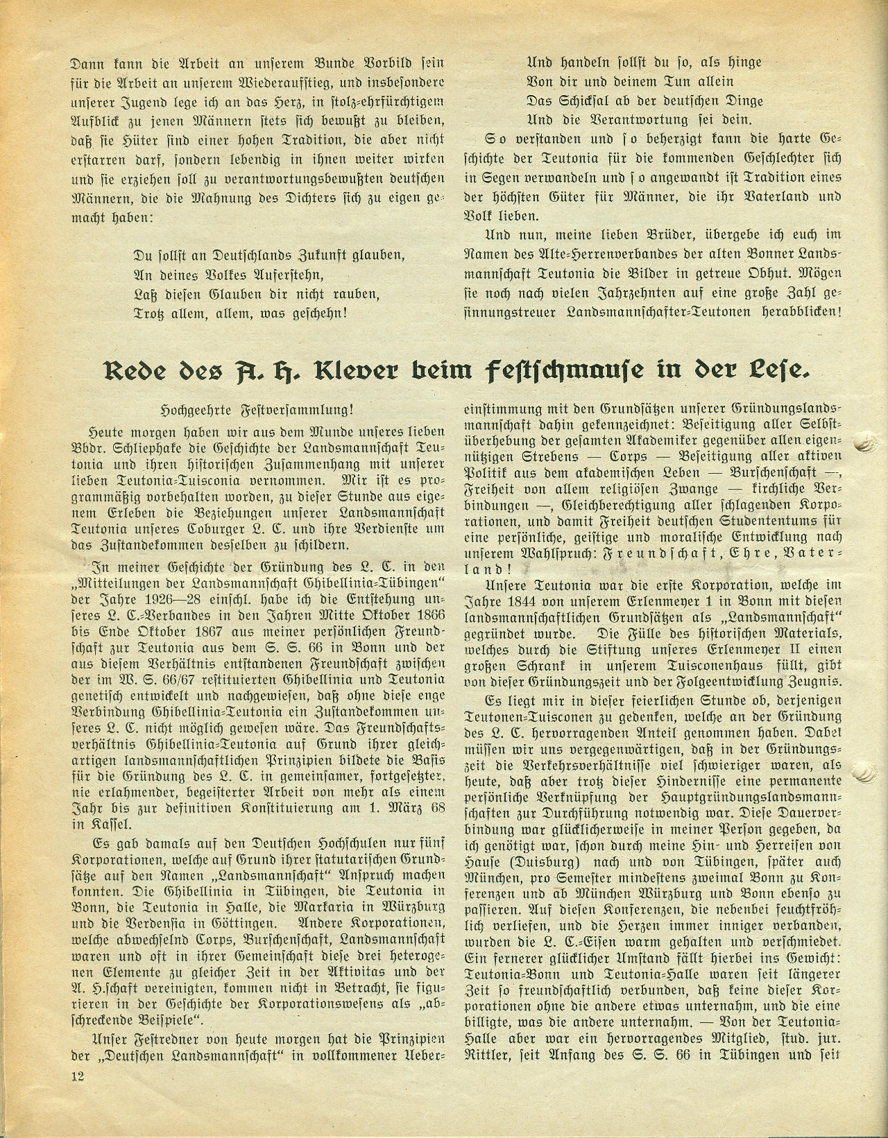 Tuisconen-Zeitung: Rede von Klever
