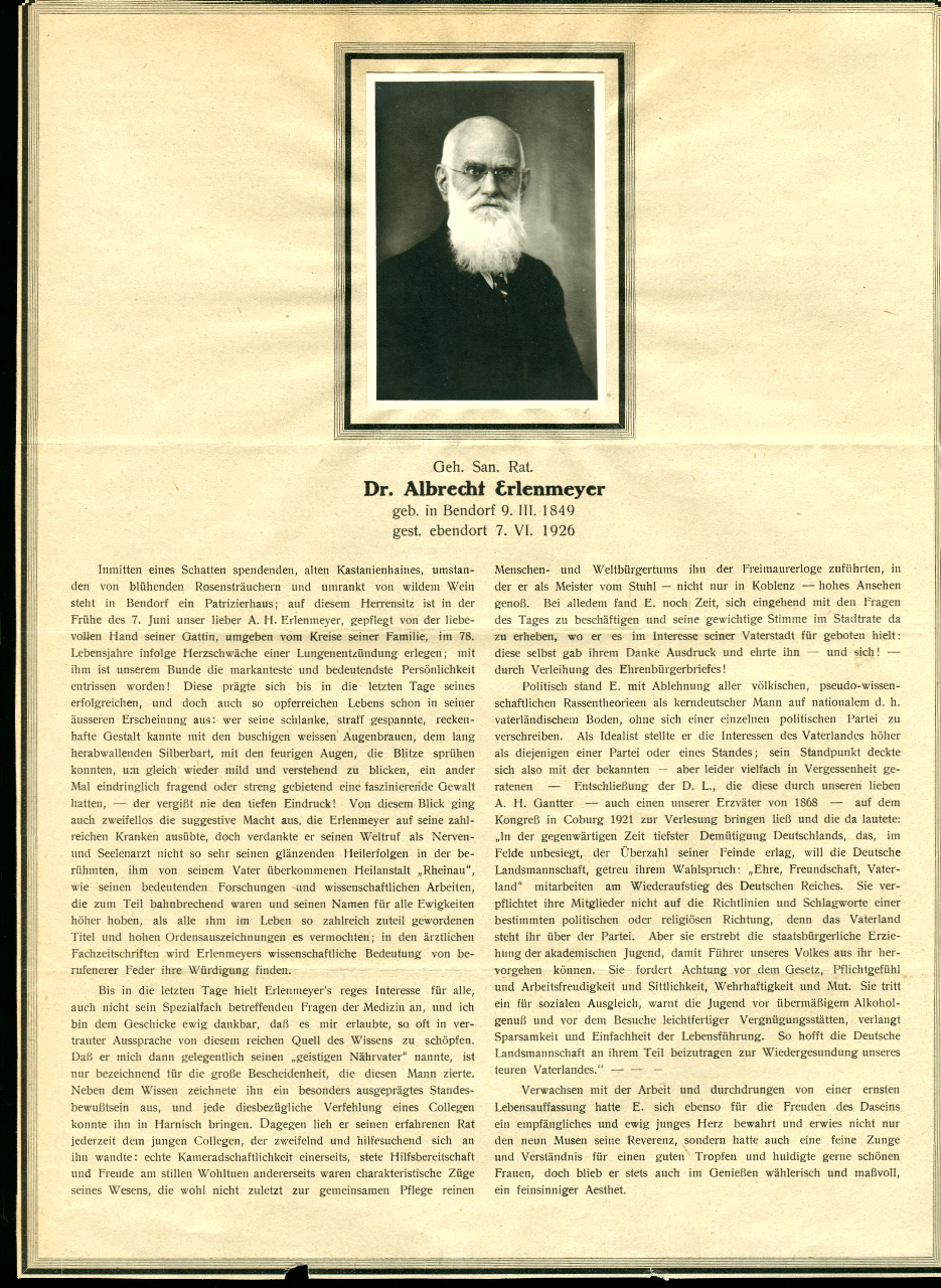 Nachruf Friedrich Albert Erlenmeyer